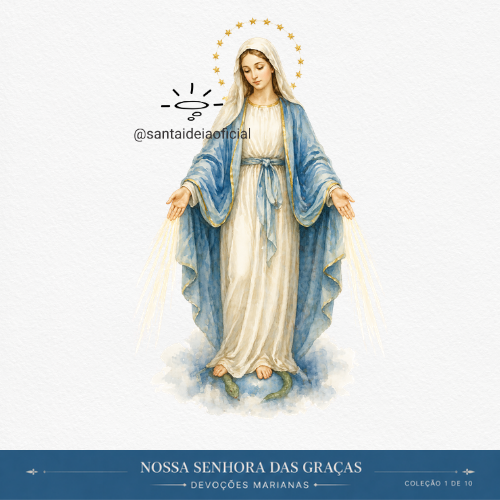 2 Nossa Senhora das Graças em Aquarela Digital para Imprimir | Arquivo PNG - Imagem 1