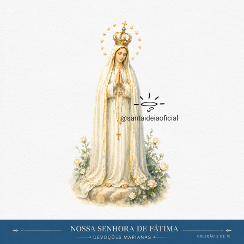 4 Nossa Senhora de Fátima em Aquarela Digital para Imprimir | Arquivo PNG - Imagem 1
