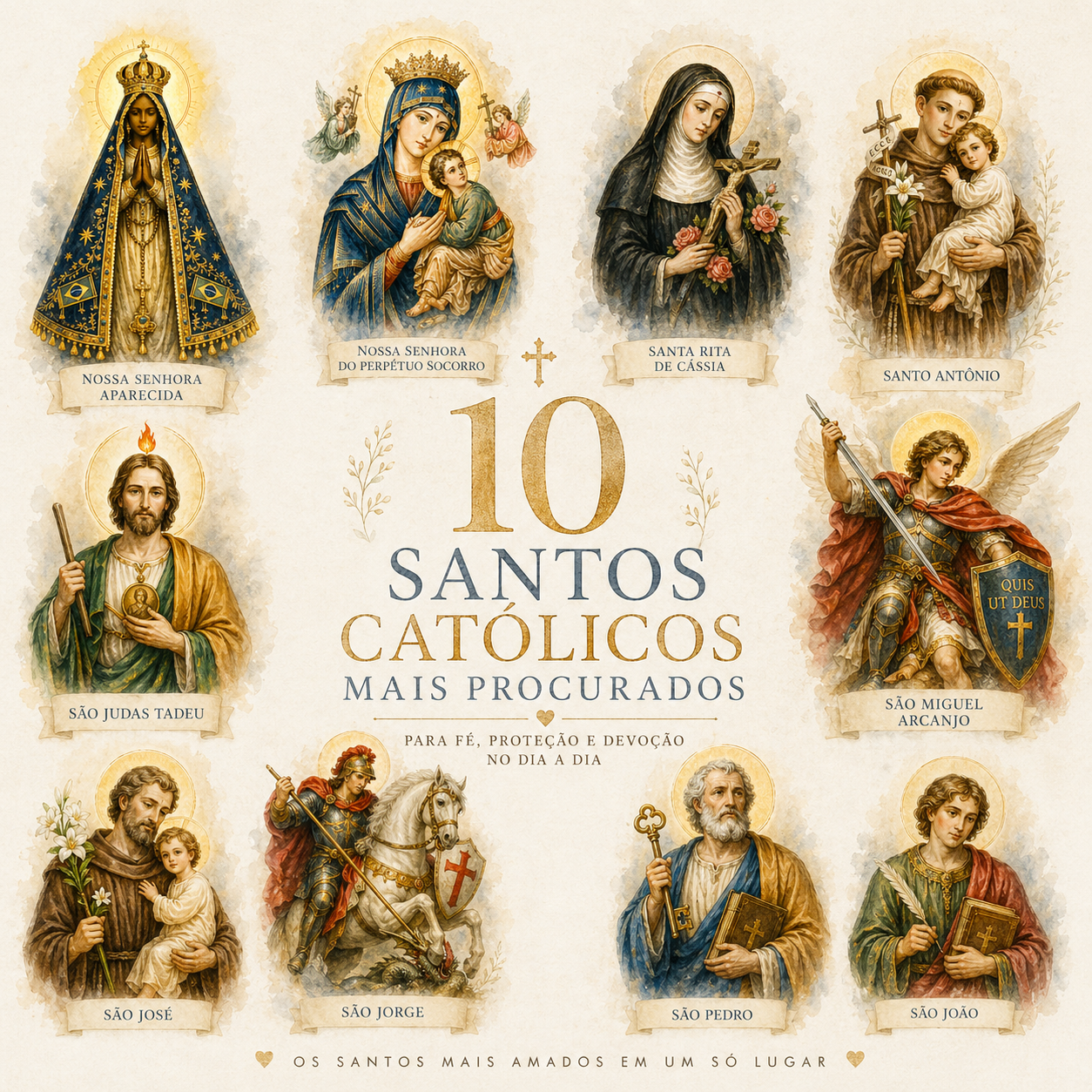 CAPA COLECAO 1 Coleção Santos Católicos Vol. 01 – Mais Procurados para Imprimir | 10 Arquivos PNG - Imagem 1