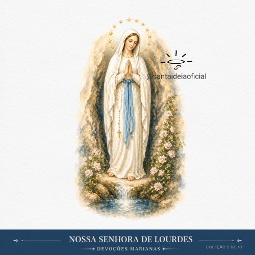 10 Nossa Senhora de Lourdes em Aquarela Digital para Imprimir | Arquivo PNG - Imagem 1